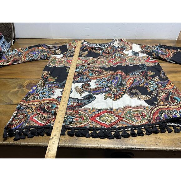 Calessa Tunic XL Floral Shoulder Show Embroidered Boho Top - Picture 9 of 14